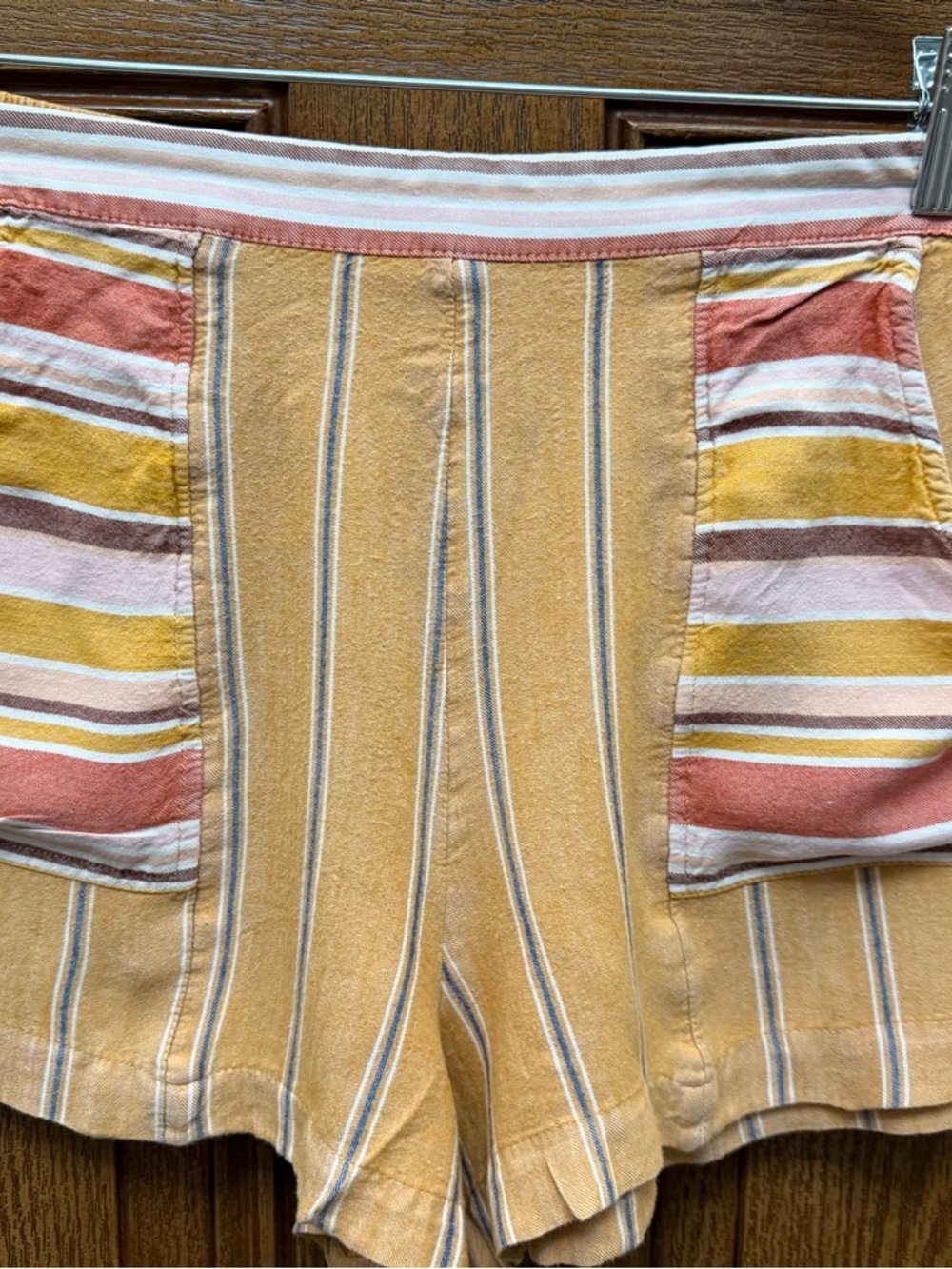 American Eagle Outfitters Striped Shorts in Mustard & Blue